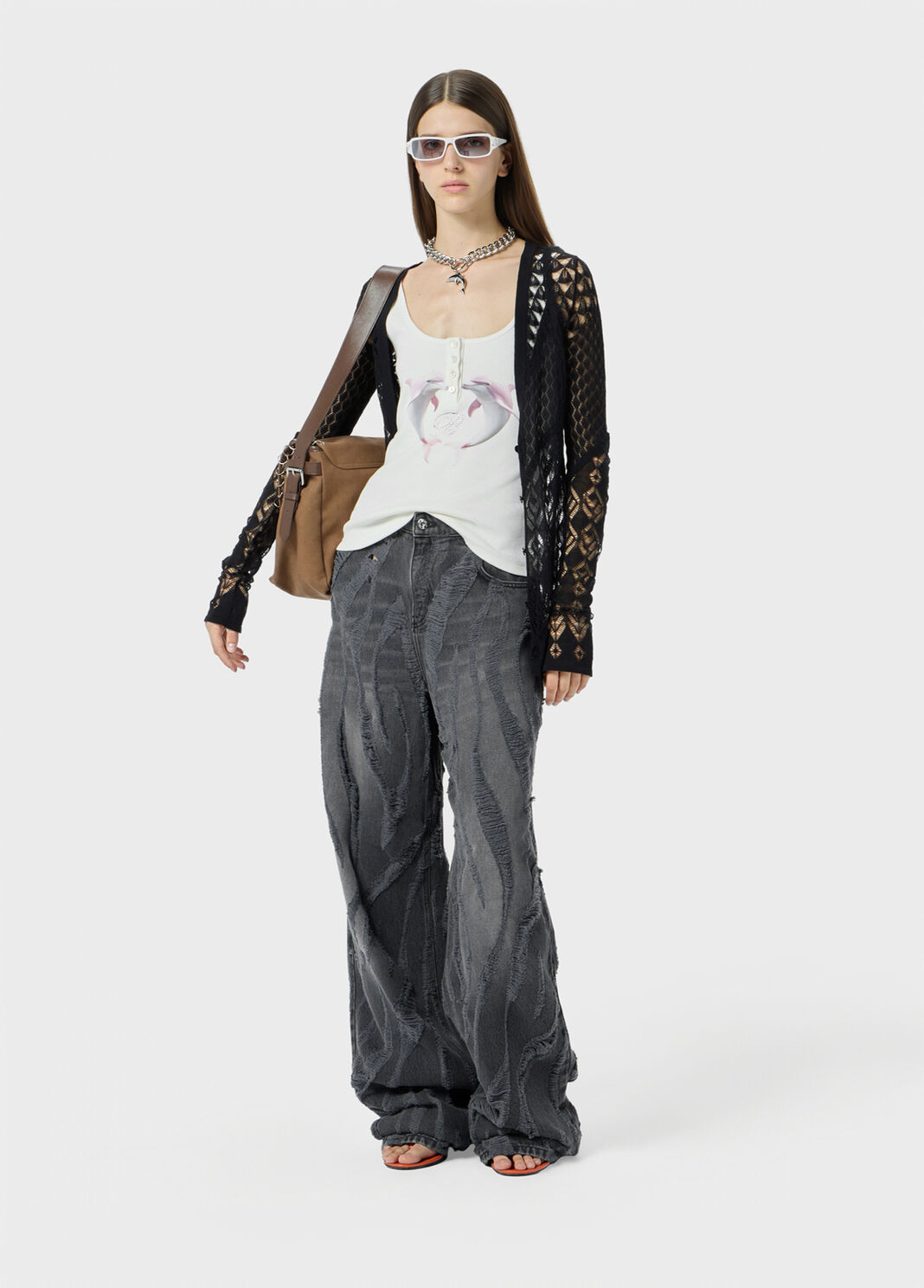 Ribbed top with dolphin print and embroidery  Blumarine - large image number 3