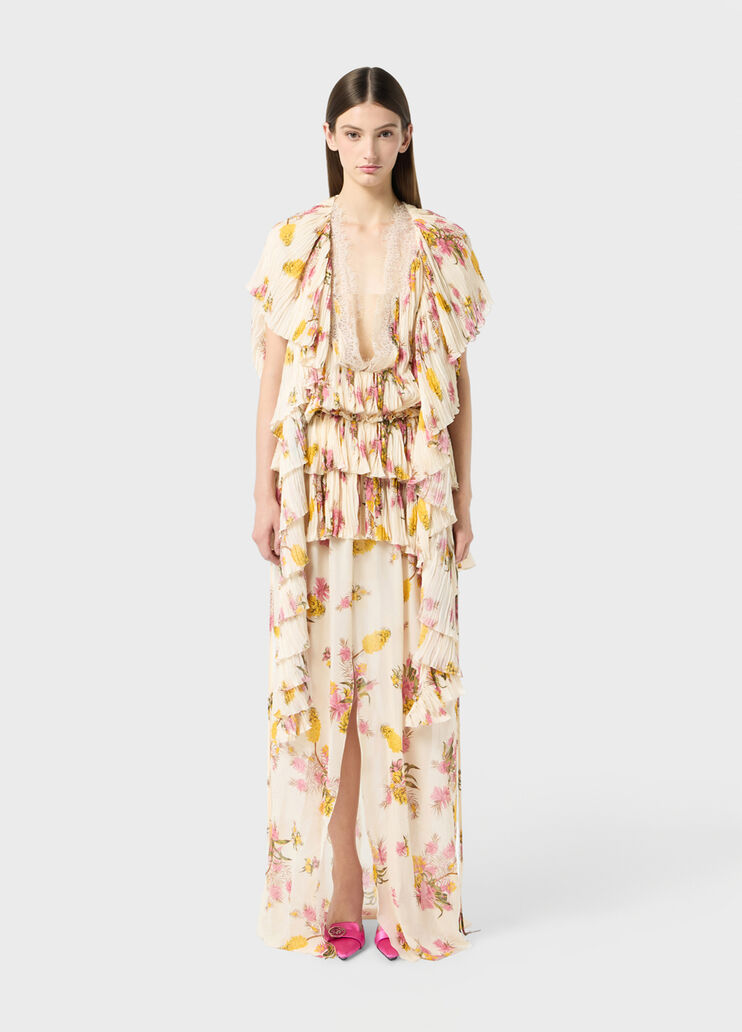Long pleated georgette dress with print  Blumarine - medium
