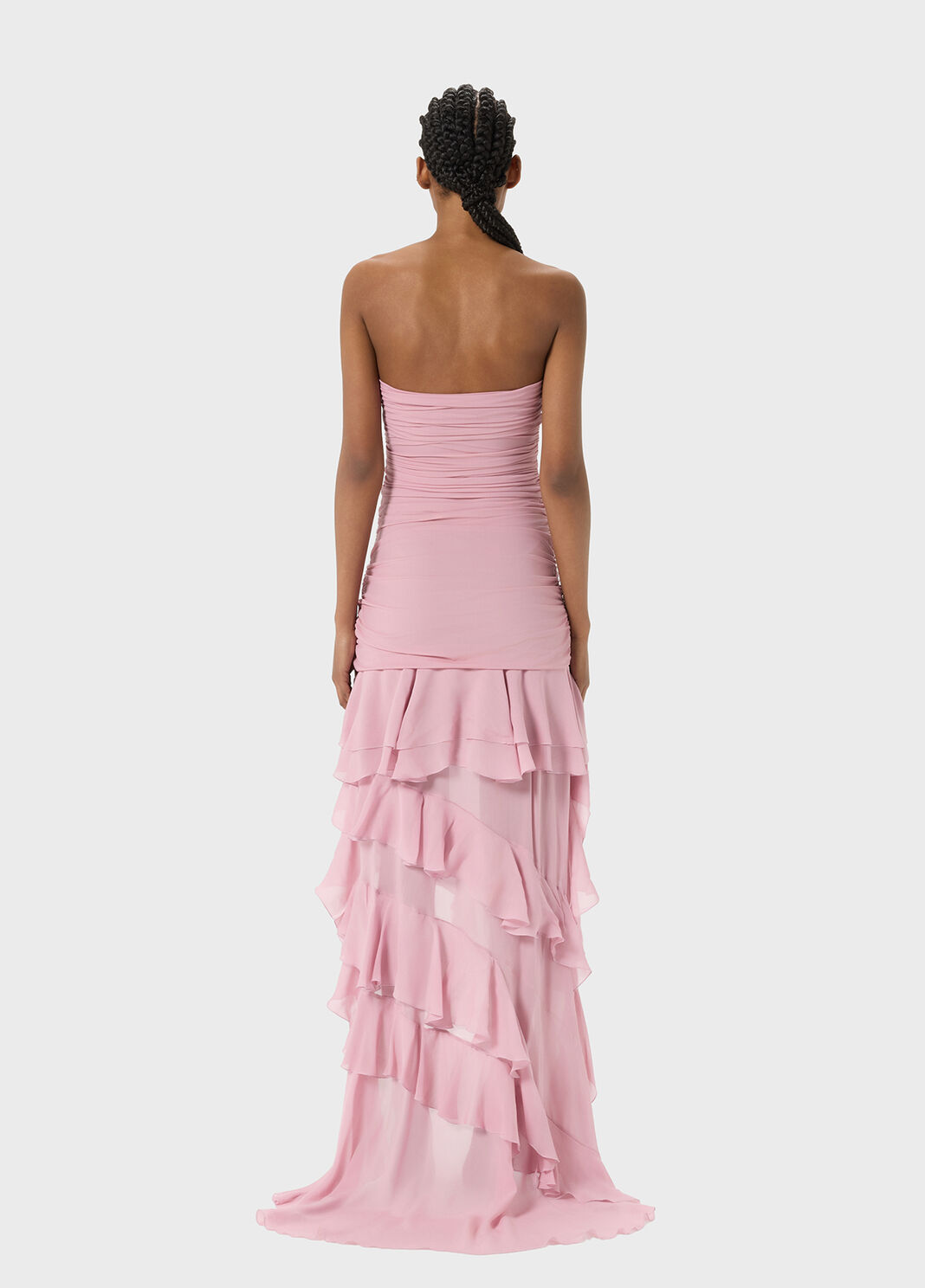 Asymmetrical georgette and jersey dress with gathering and ruffles  Blumarine - large image number 1