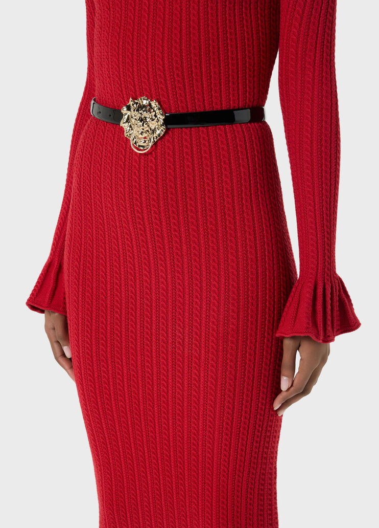 Ceinture en cuir verni avec boucle lion en m&eacute;tal  Blumarine - medium