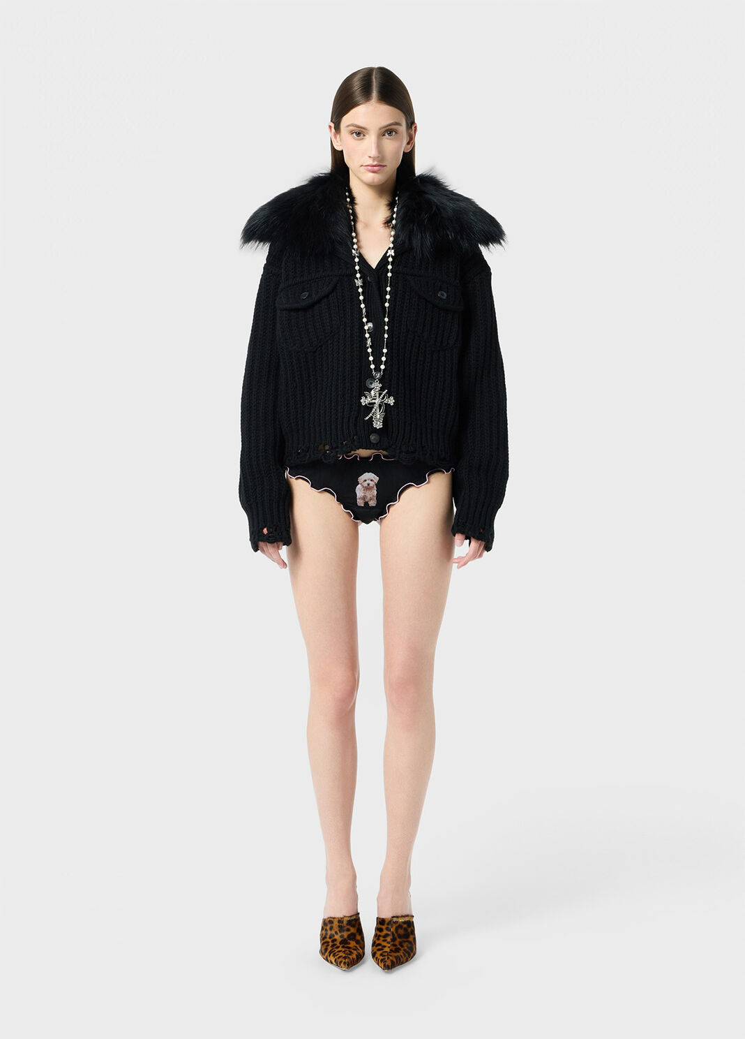 Wool cardigan with faux fur collar  Blumarine - large image number 3