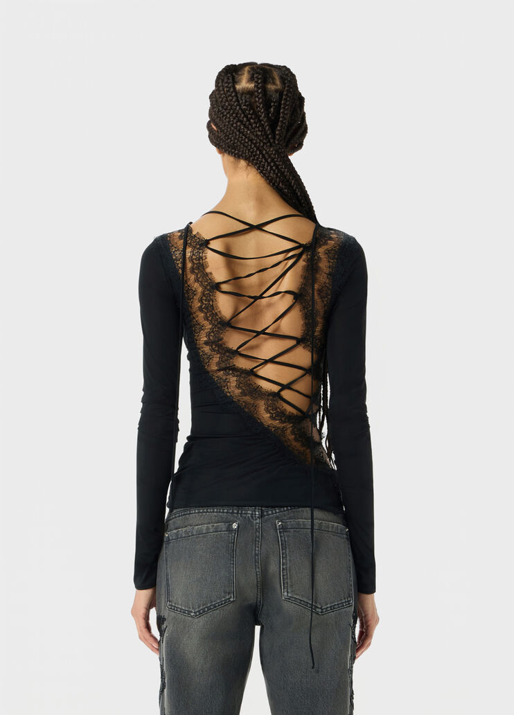 Jersey top with scalloped lace inserts  Blumarine - large image number 1