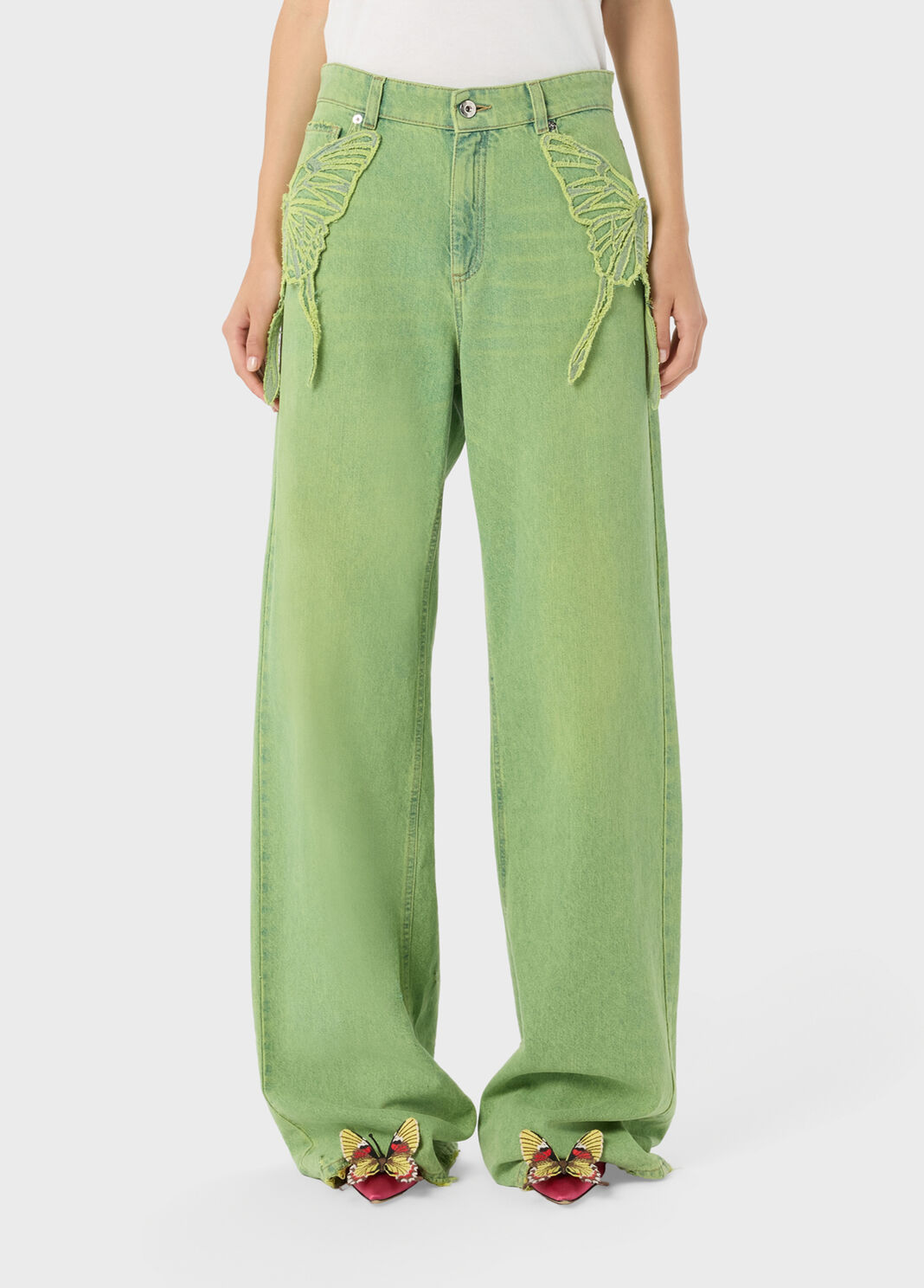 Wide leg jeans with butterfly embroidery  Blumarine - large image number 0