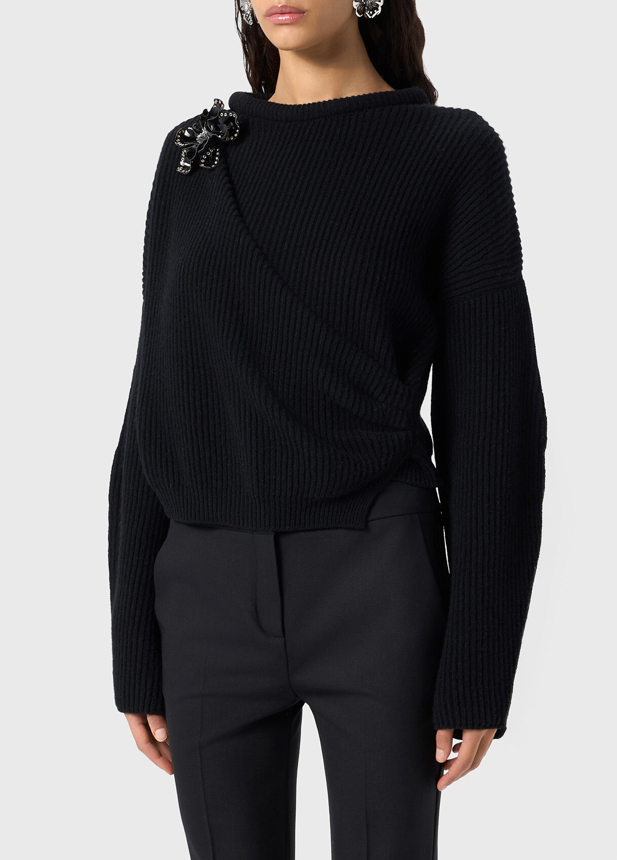 Wool sweater with painted flower - Blumarine Wool sweater with painted flower - Blumarine