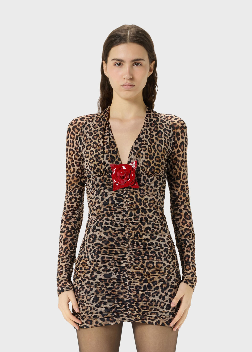Short printed jersey dress with brooch  Blumarine - large image number 0