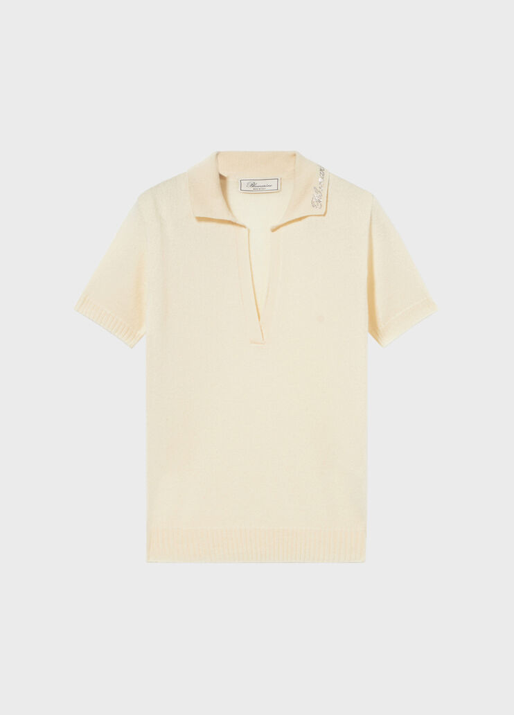 Cashmere polo-style jumper with rhinestone embroidery  Blumarine - medium