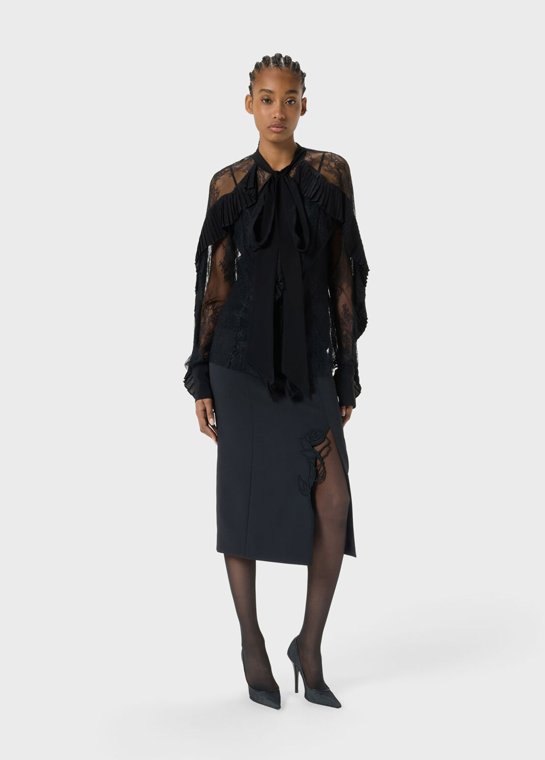 Lace shirt with pleated flounce  Blumarine - large image number 3