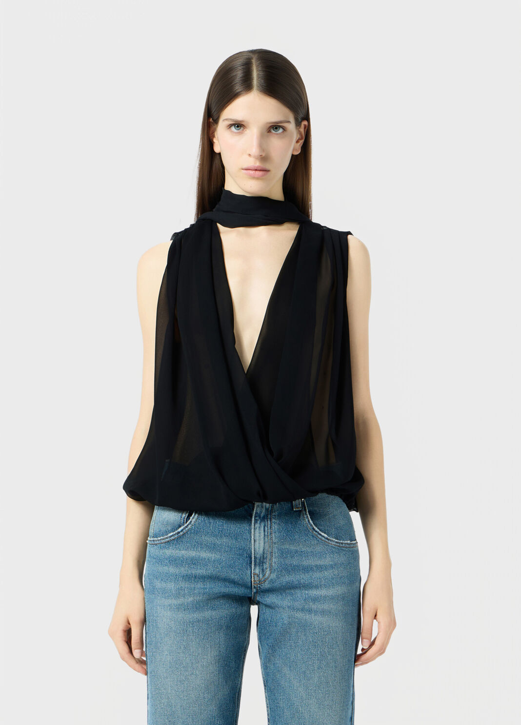 Georgette wrap top with pussy-bow  Blumarine - large image number 0