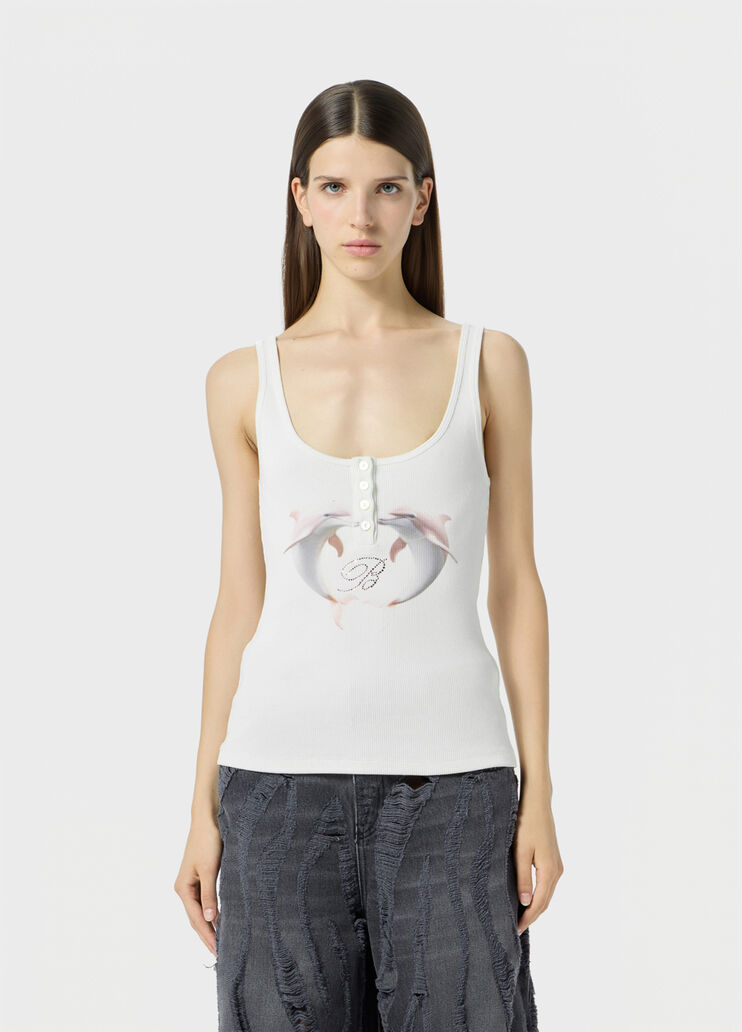 Ribbed top with dolphin print and embroidery  Blumarine - medium