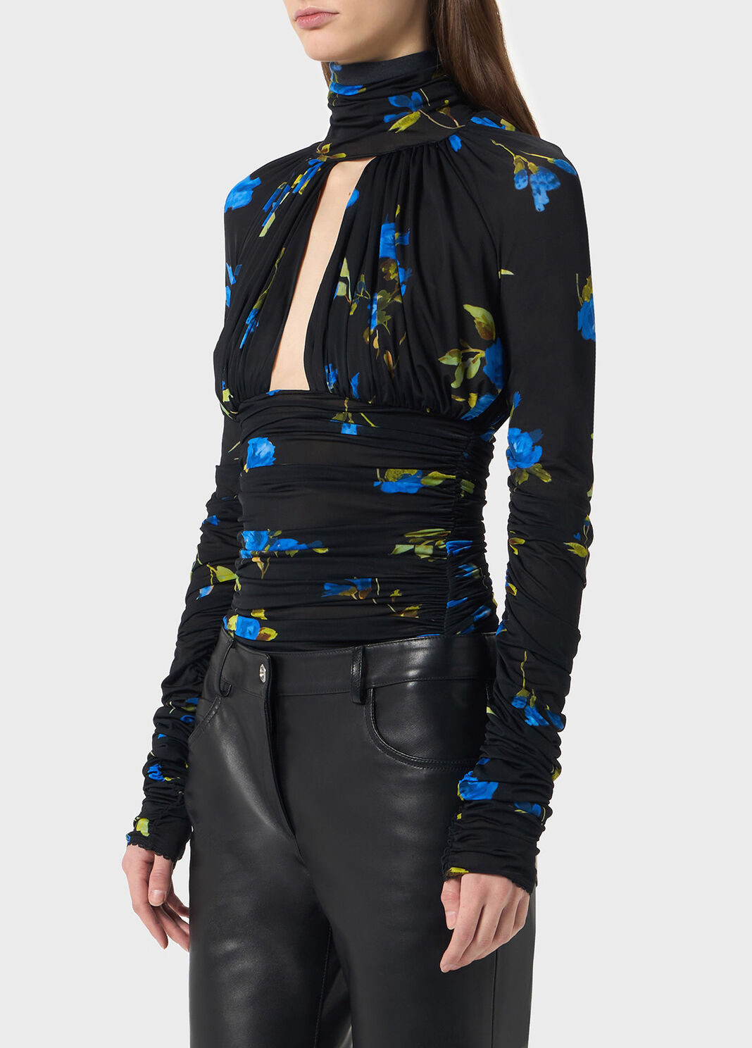 Rose-print jersey bodysuit with cut-out  Blumarine - large image number 2