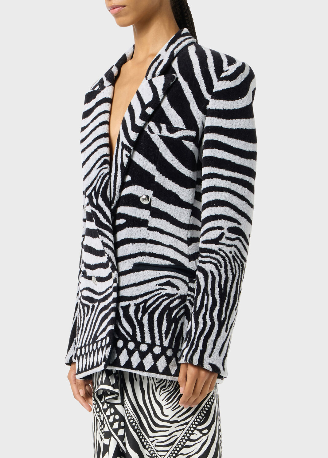Double-breasted jacquard jacket with zebra design  Blumarine - large image number 2