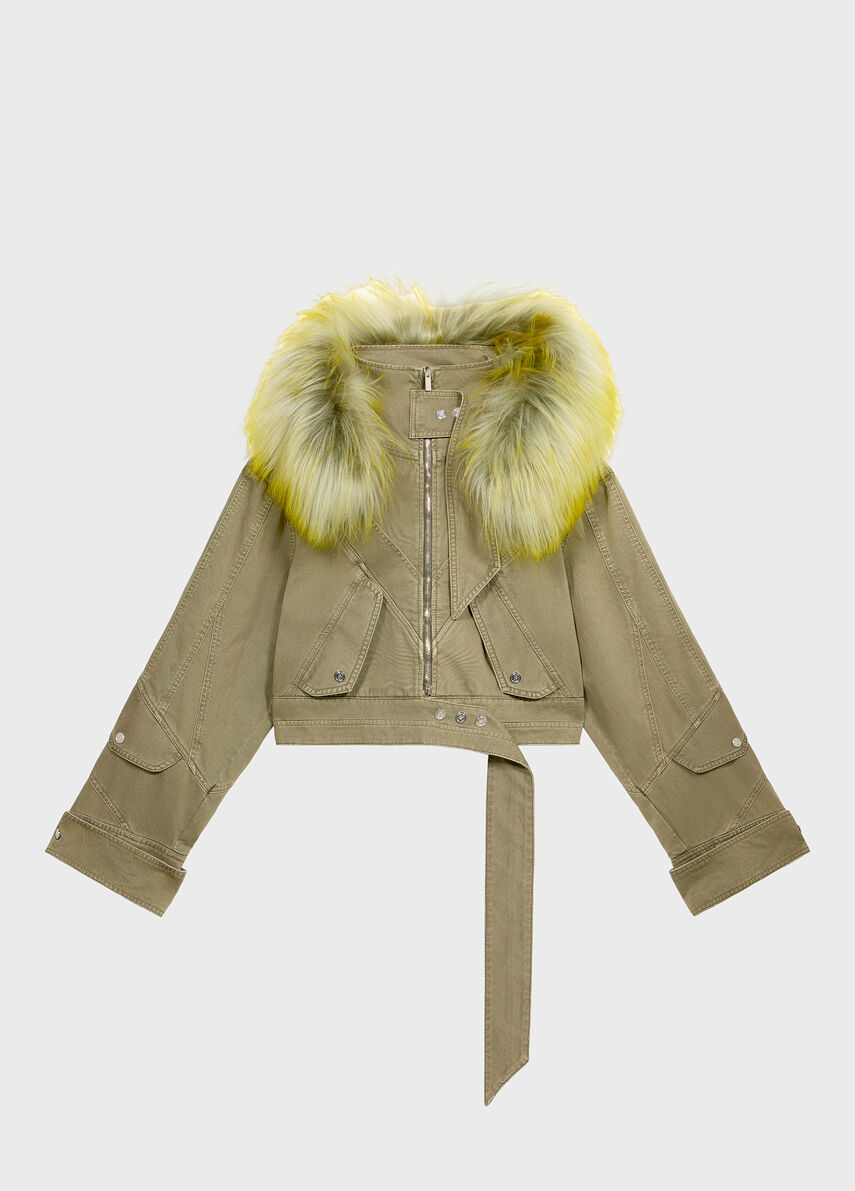 Blumarine*ブルマリン シルク100% ベロア ヴィンテージジャケット Cotton bull jacket with fur - Blumarine
