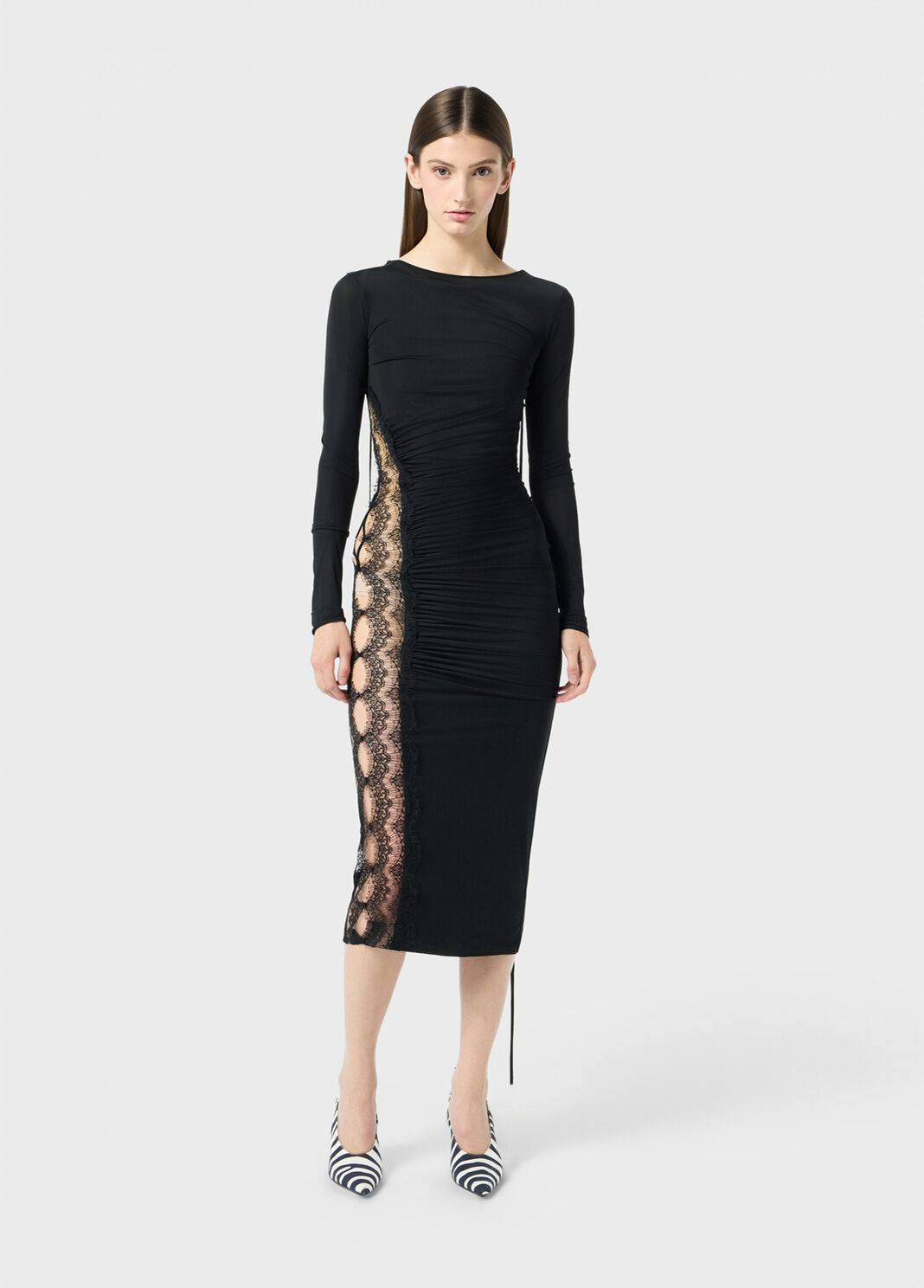 Jersey midi dress with scalloped lace inserts  Blumarine - large image number 3