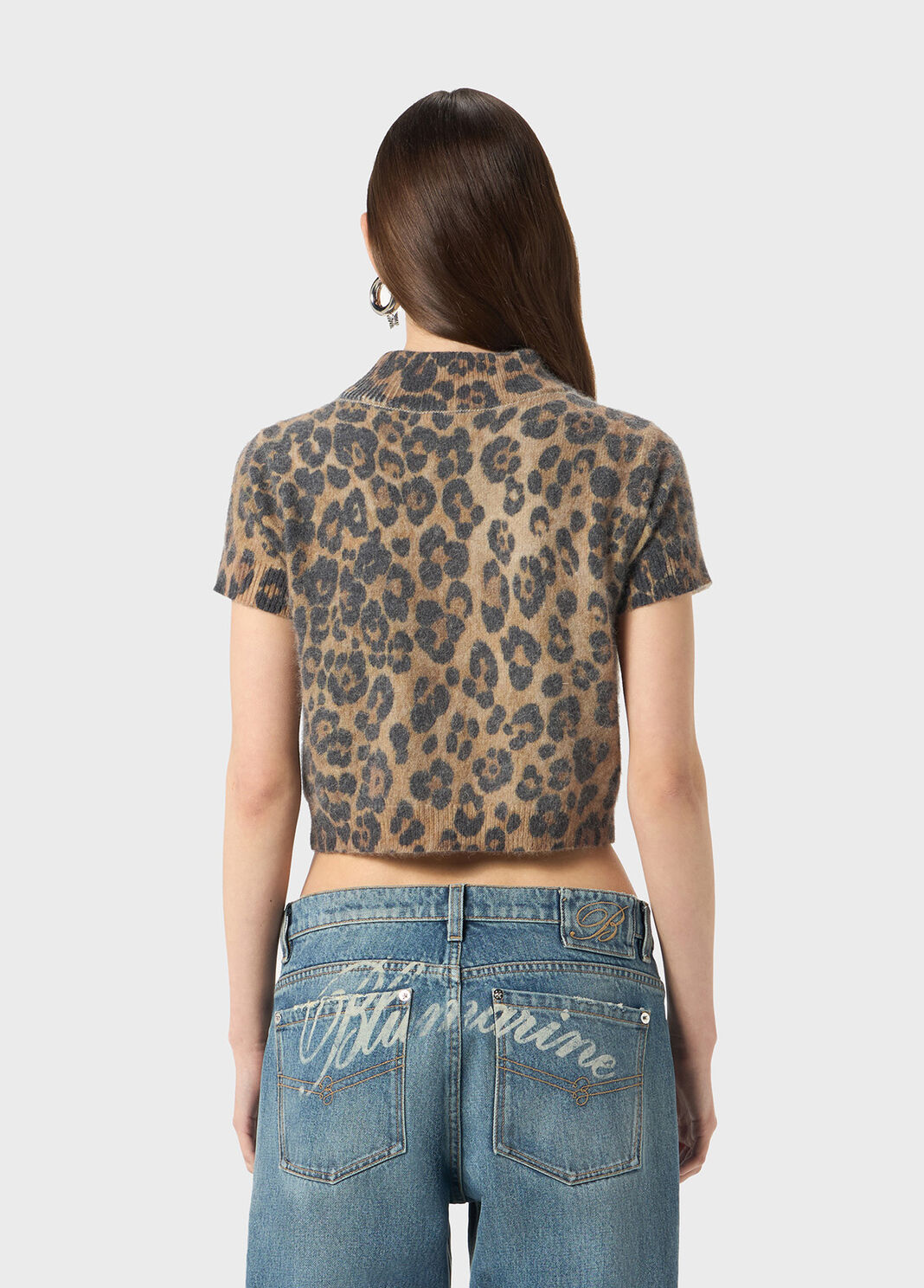 Grandad neck sweater with animal-print  Blumarine - large image number 1
