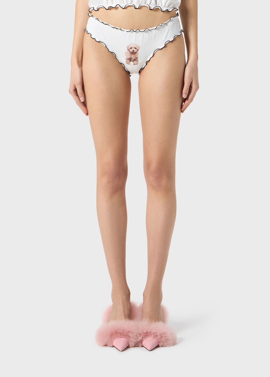 Puppy print jersey briefs with ruffles  Blumarine - large image number 0