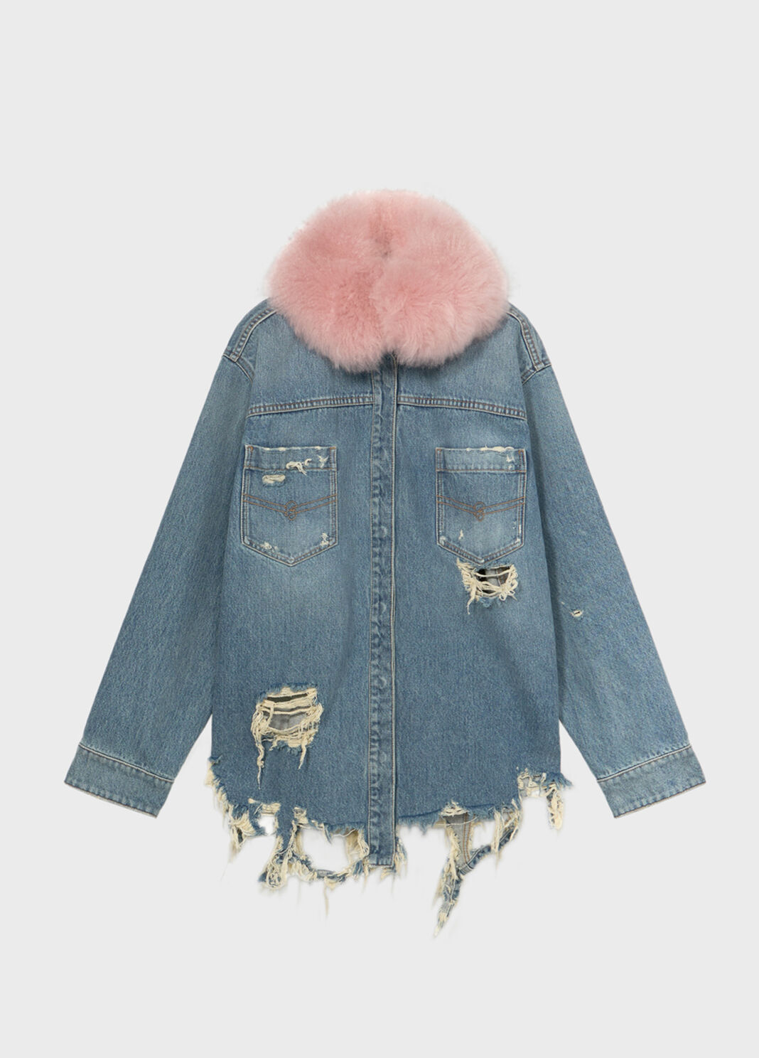 Denim shirt with faux fur collar  Blumarine - large image number 4