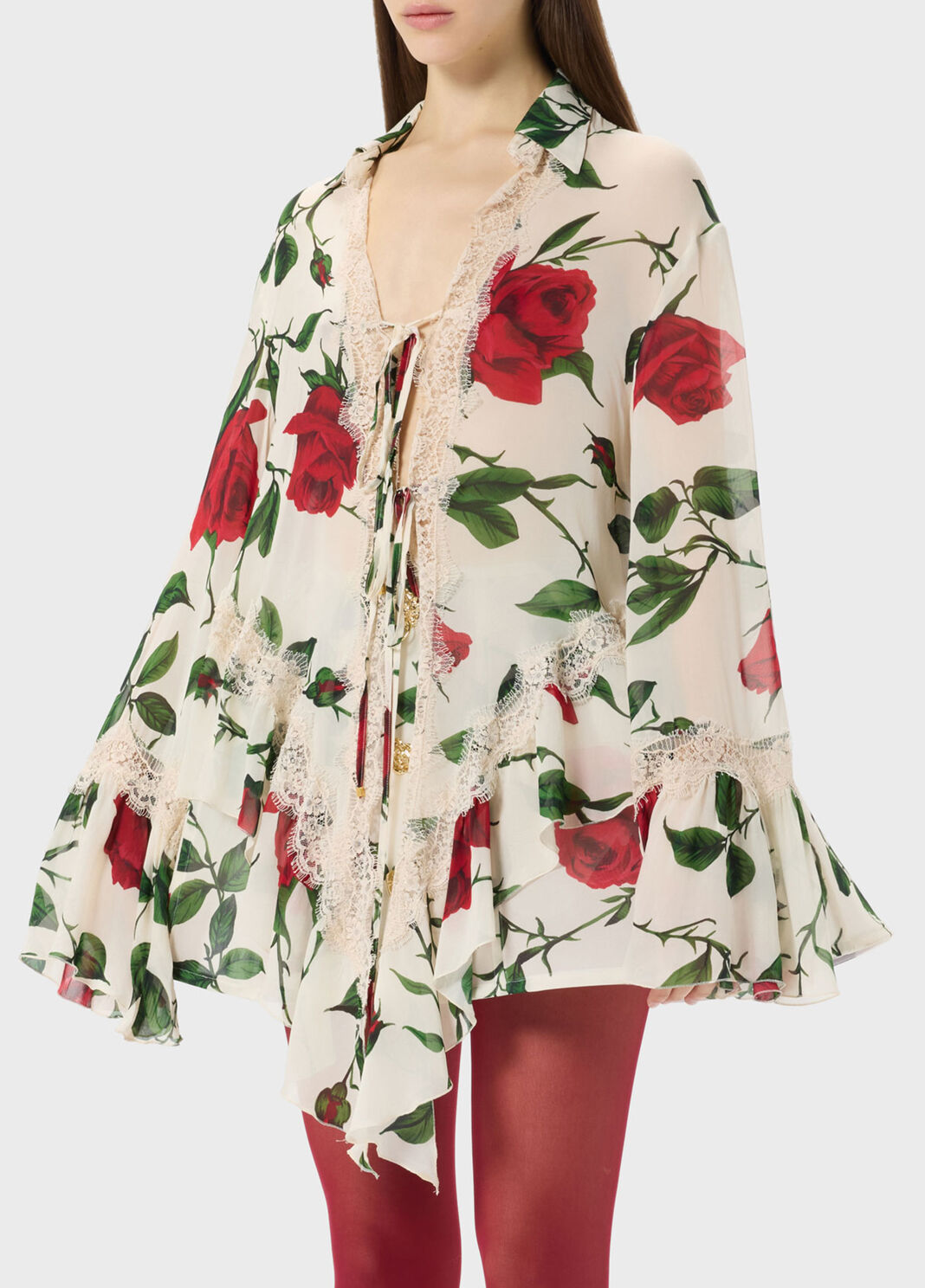 Georgette and lace asymmetrical shirt  Blumarine - large image number 2