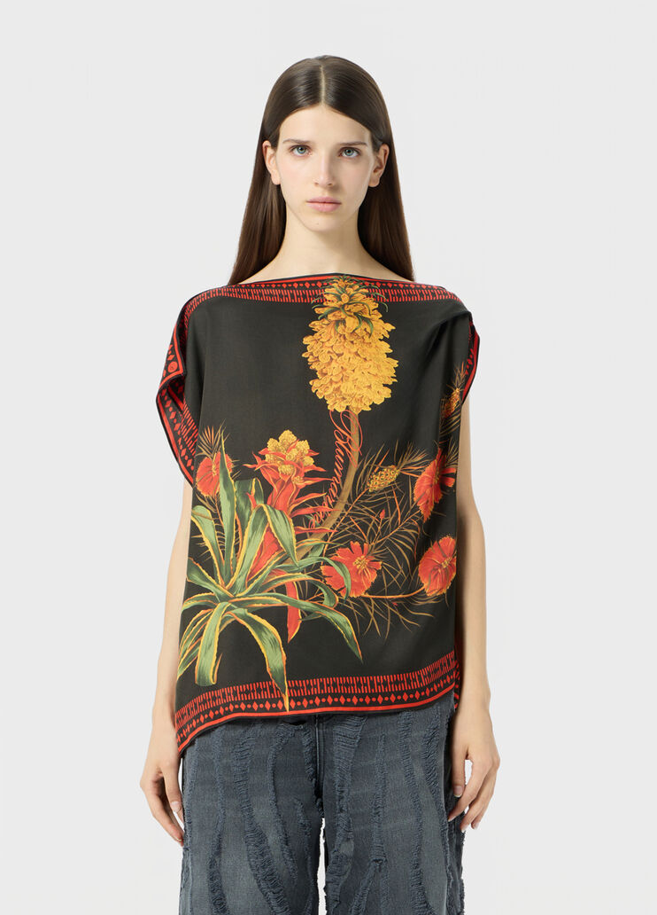 Top asym&eacute;trique en twill de viscose &agrave; imprim&eacute;  Blumarine - medium