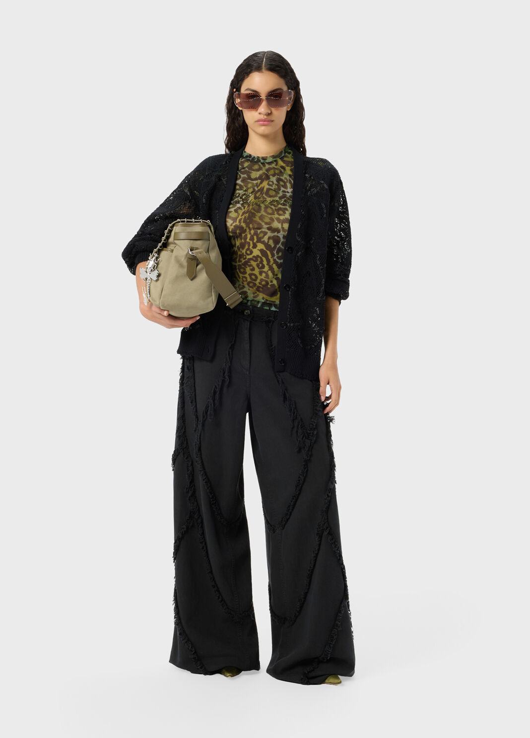 T-shirt en tulle imprim&eacute; avec broderie en strass Blumarine  Blumarine - large image number 3