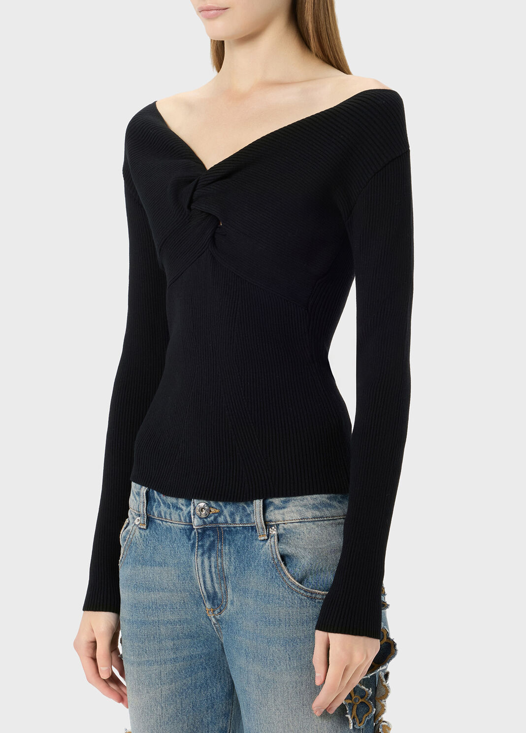 Rippstrick-oberteil mit knoten  Blumarine - large image number 2