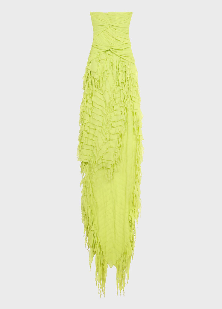 Long georgette dress with twisted bodice and ruffles  Blumarine - medium