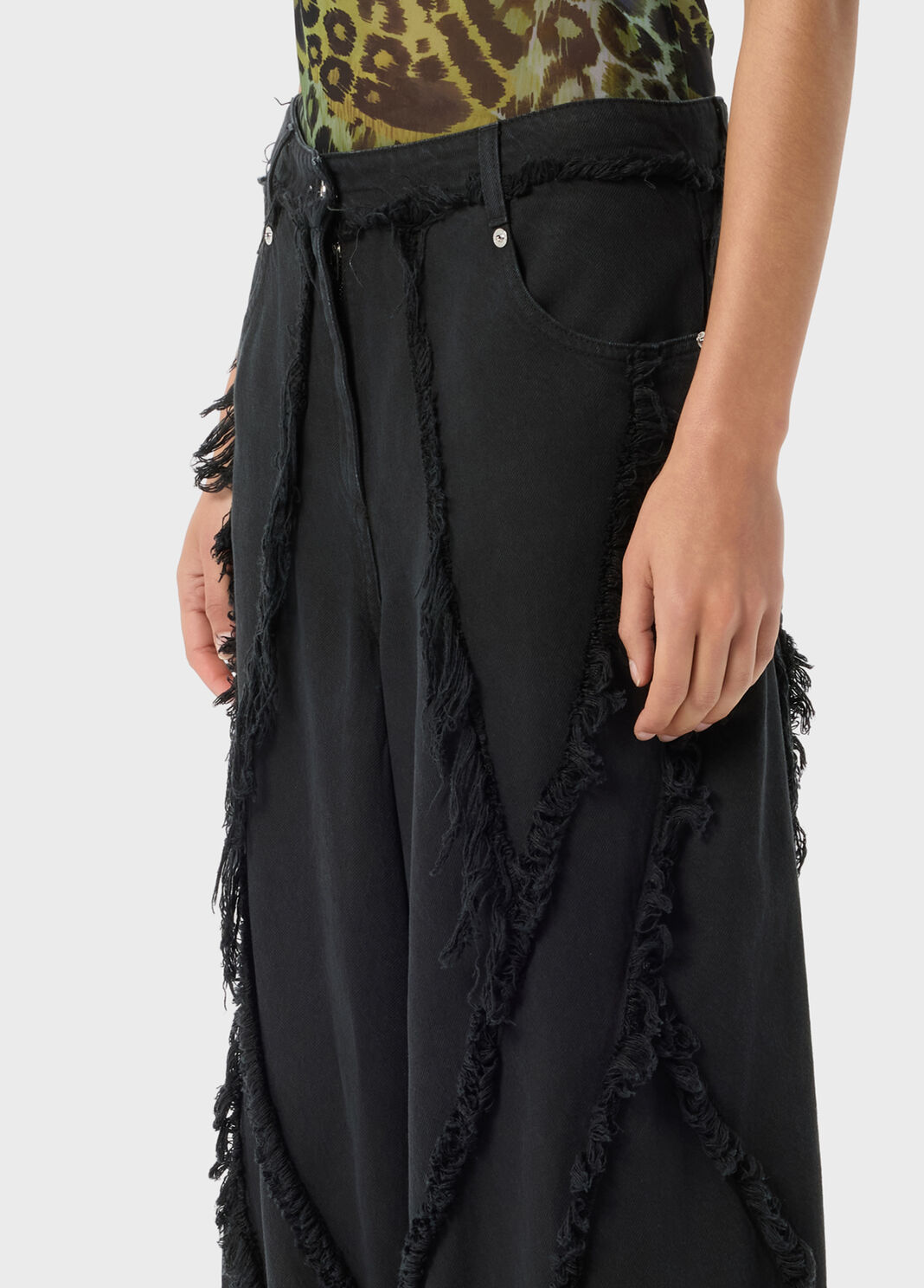 Palazzo jeans in cotton bull with fringe details  Blumarine - large image number 2