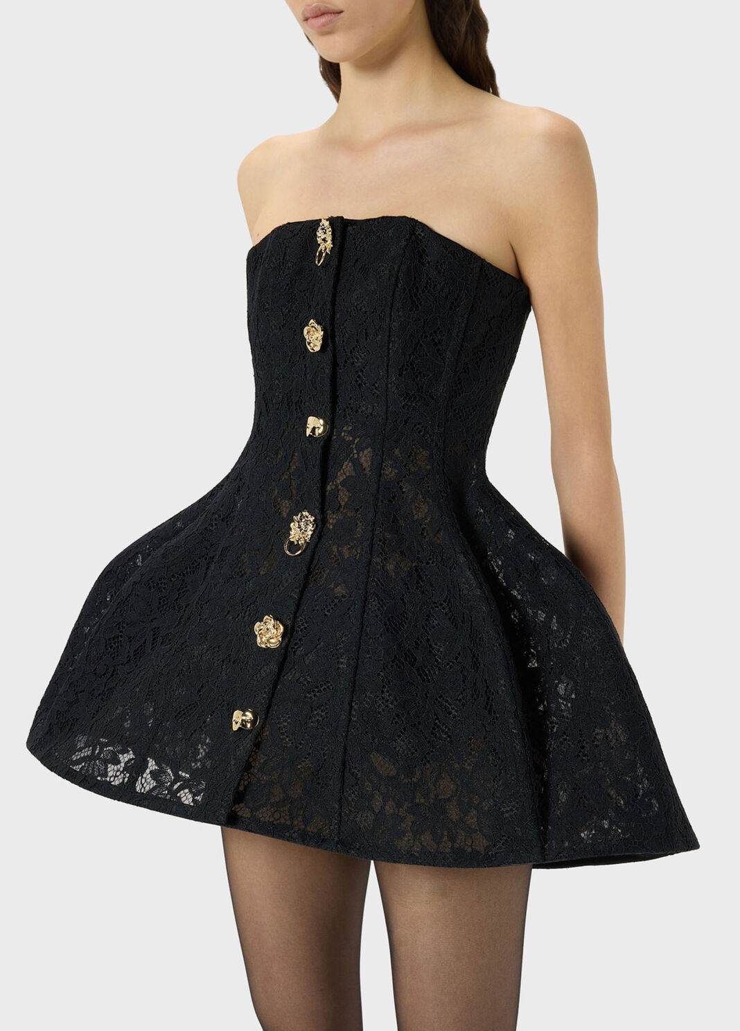 Short lace and crinoline dress with bejewelled buttons  Blumarine - large image number 2