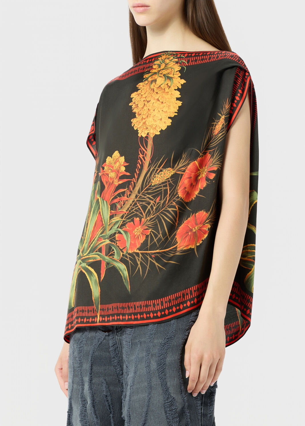 Asymmetrical printed viscose twill top  Blumarine - large image number 2