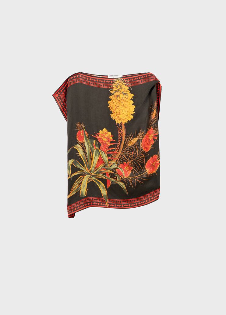 Asymmetrical printed viscose twill top  Blumarine - medium