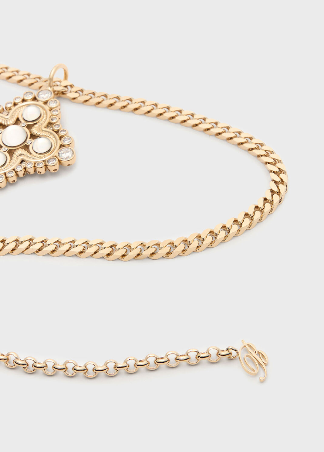 Brass pendant necklace with set stones and rhinestones  Blumarine - large image number 1