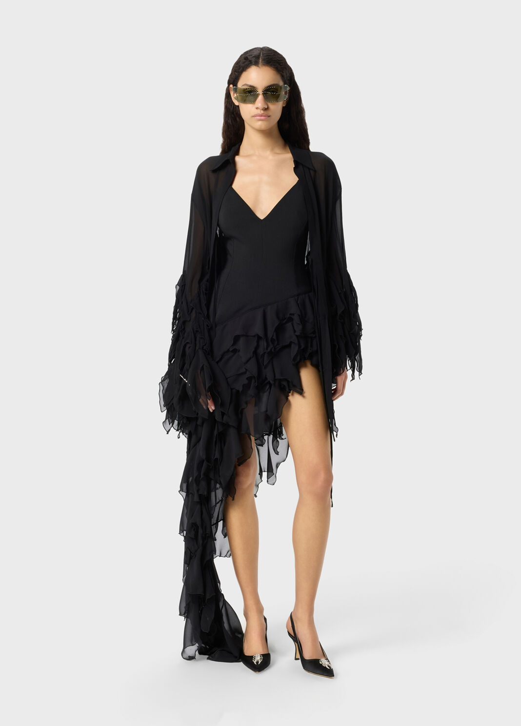 Asymmetric georgette blouse with ruffles  Blumarine - large image number 3