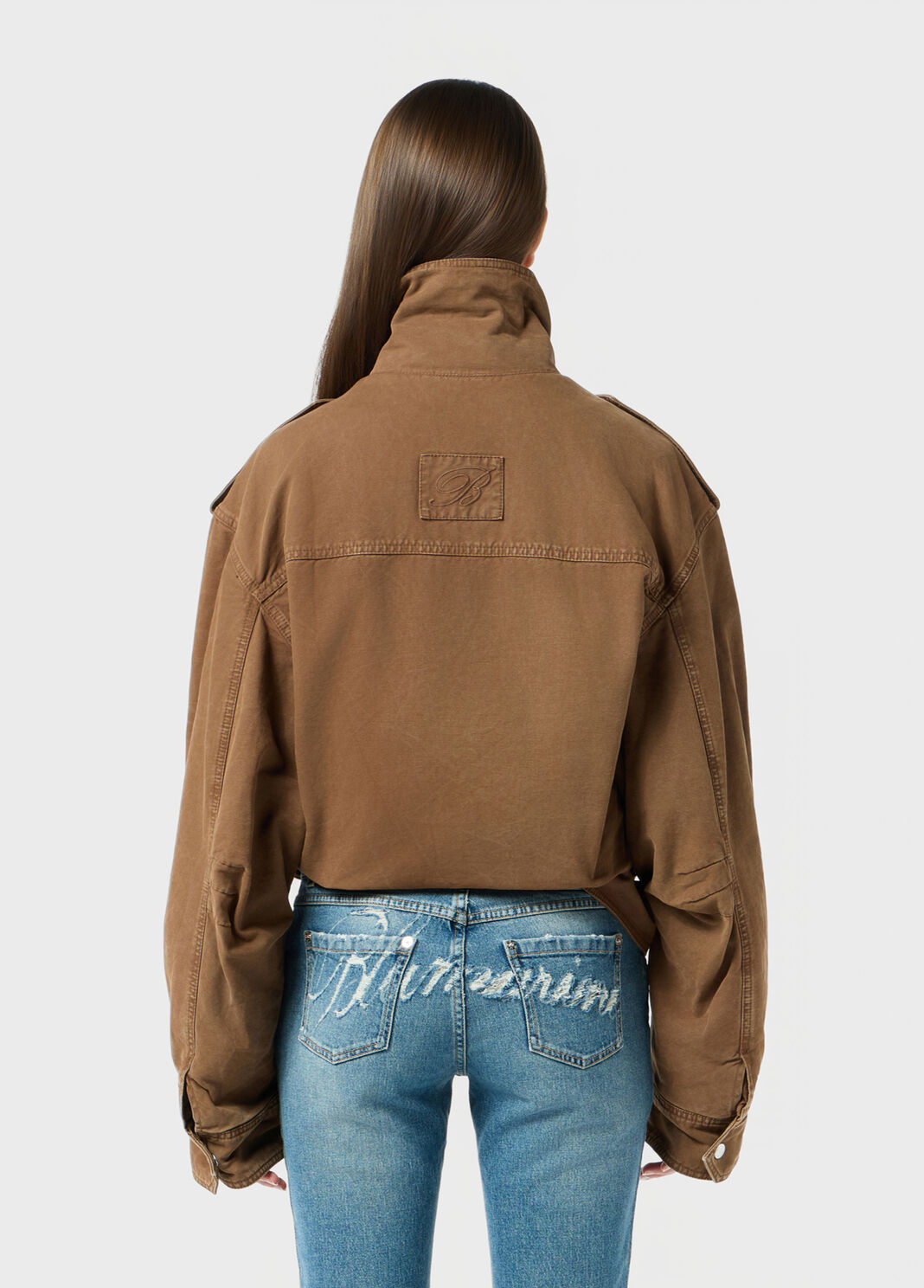 Canvas biker jacket with belt  Blumarine - large image number 1