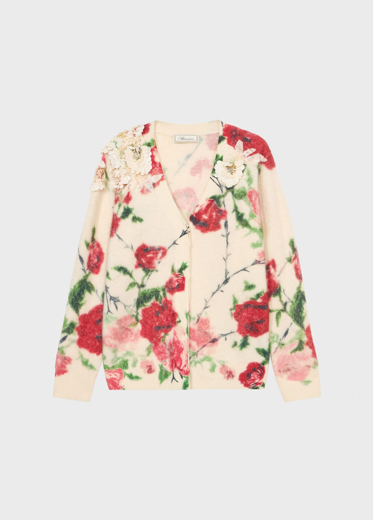 Cardigan aus Wolle und Kaschmir mit 3D-Blumenprint  Blumarine - medium