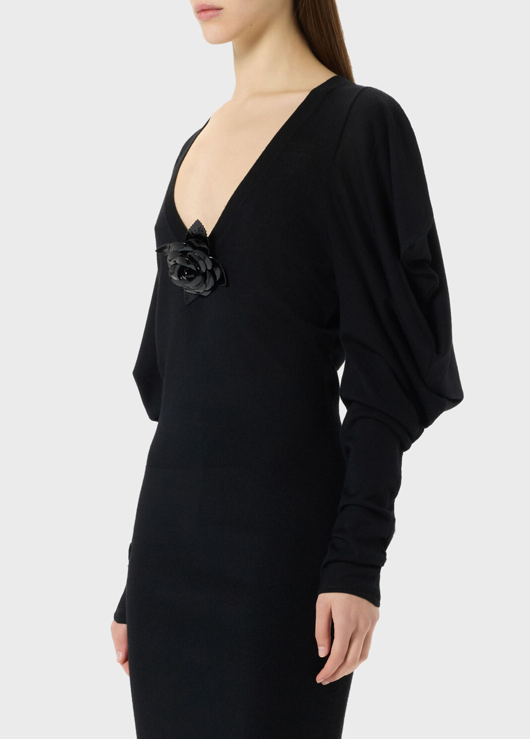 Wool midi dress with full sleeves and brooch detail  Blumarine - large image number 2