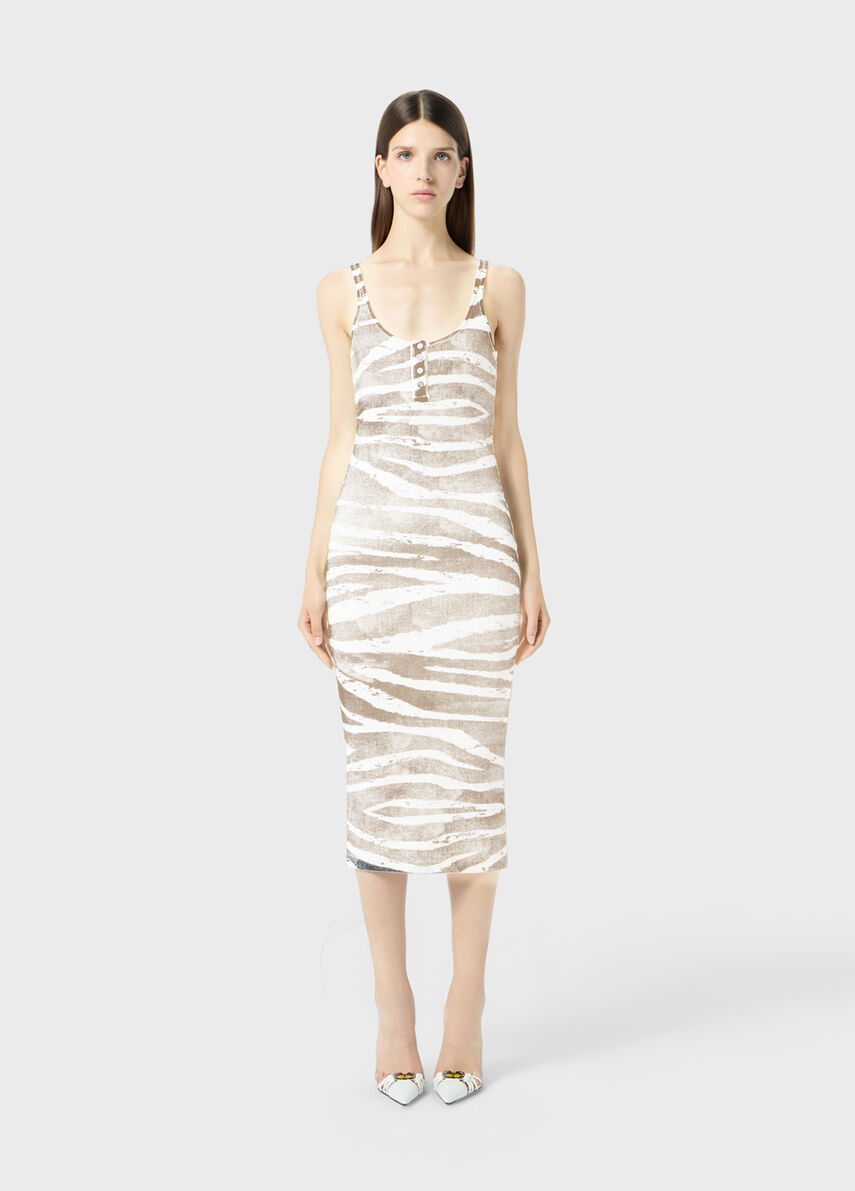 Abito midi in costina a stampa zebra — abito da cerimonia, Blumarine