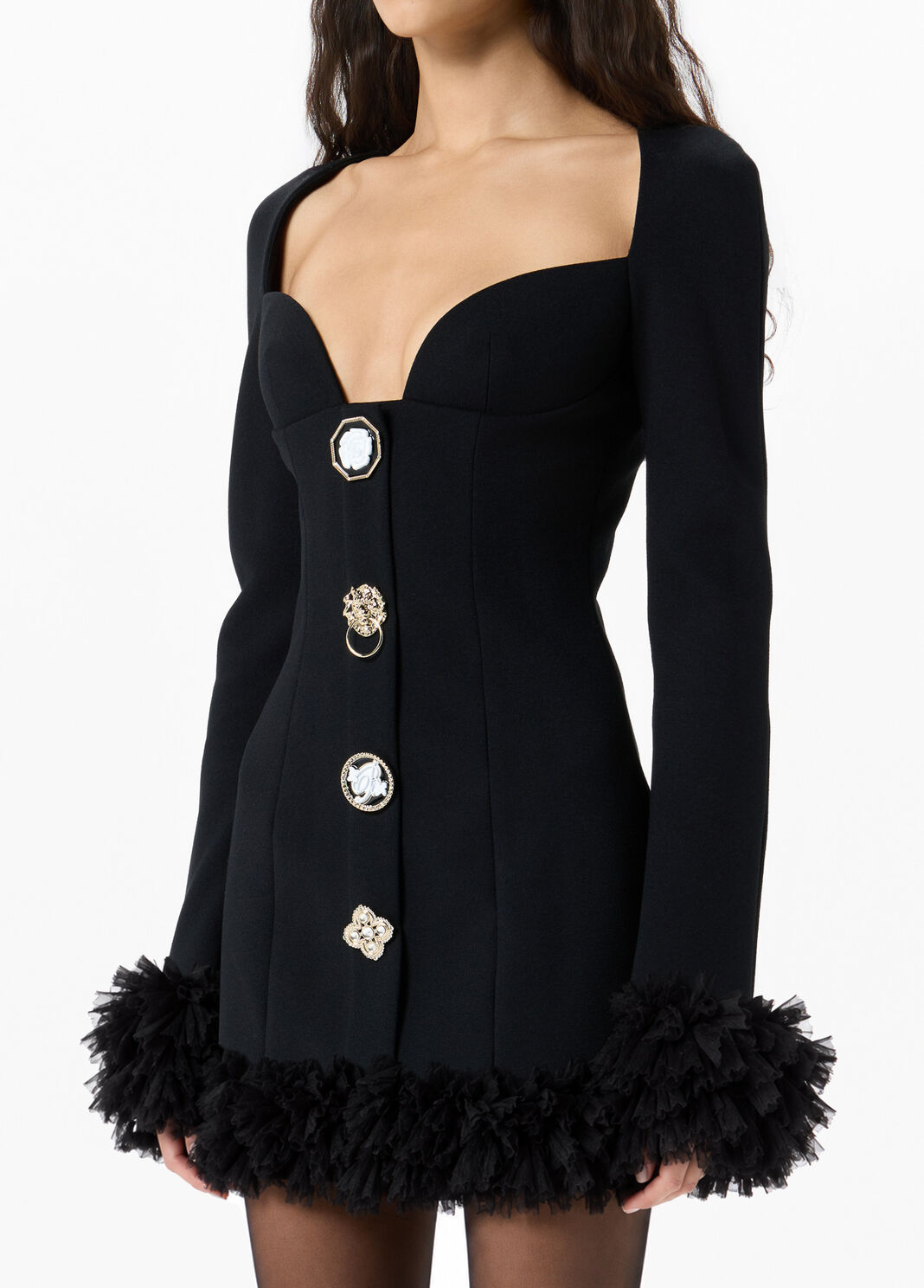 Robe courte en cr&ecirc;pe cady &agrave; boutons bijoux  Blumarine - large image number 2