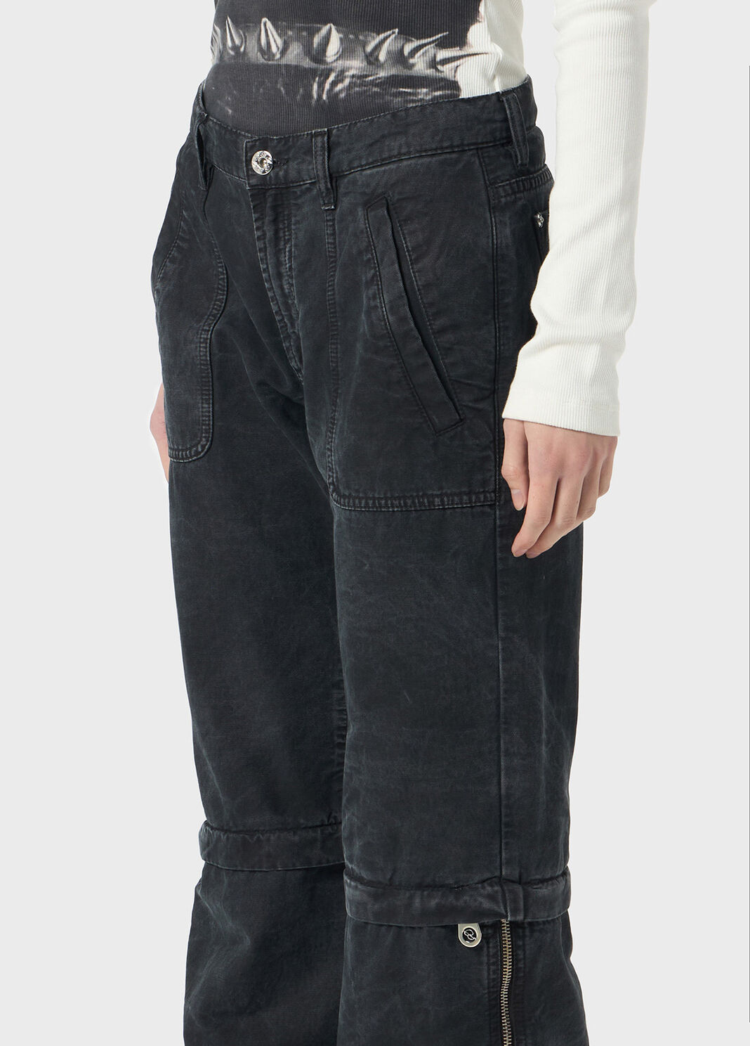 Pantaloni straight leg in canvas con zip  Blumarine - large image number 2