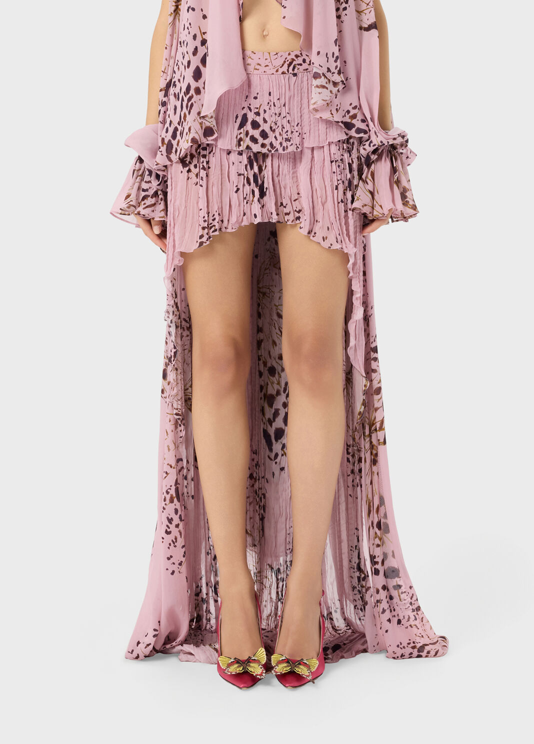 Gonna asimmetrica in georgette a stampa con volant  Blumarine - large image number 0