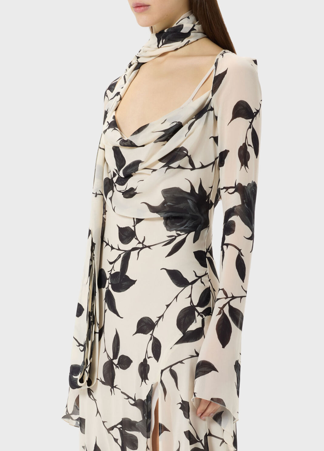Long georgette dress with rose print  Blumarine - large image number 2