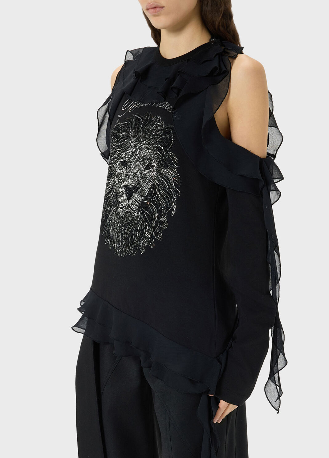 T-Shirt aus Jersey mit Volant, Logo und Strassstickerei  Blumarine - large image number 2