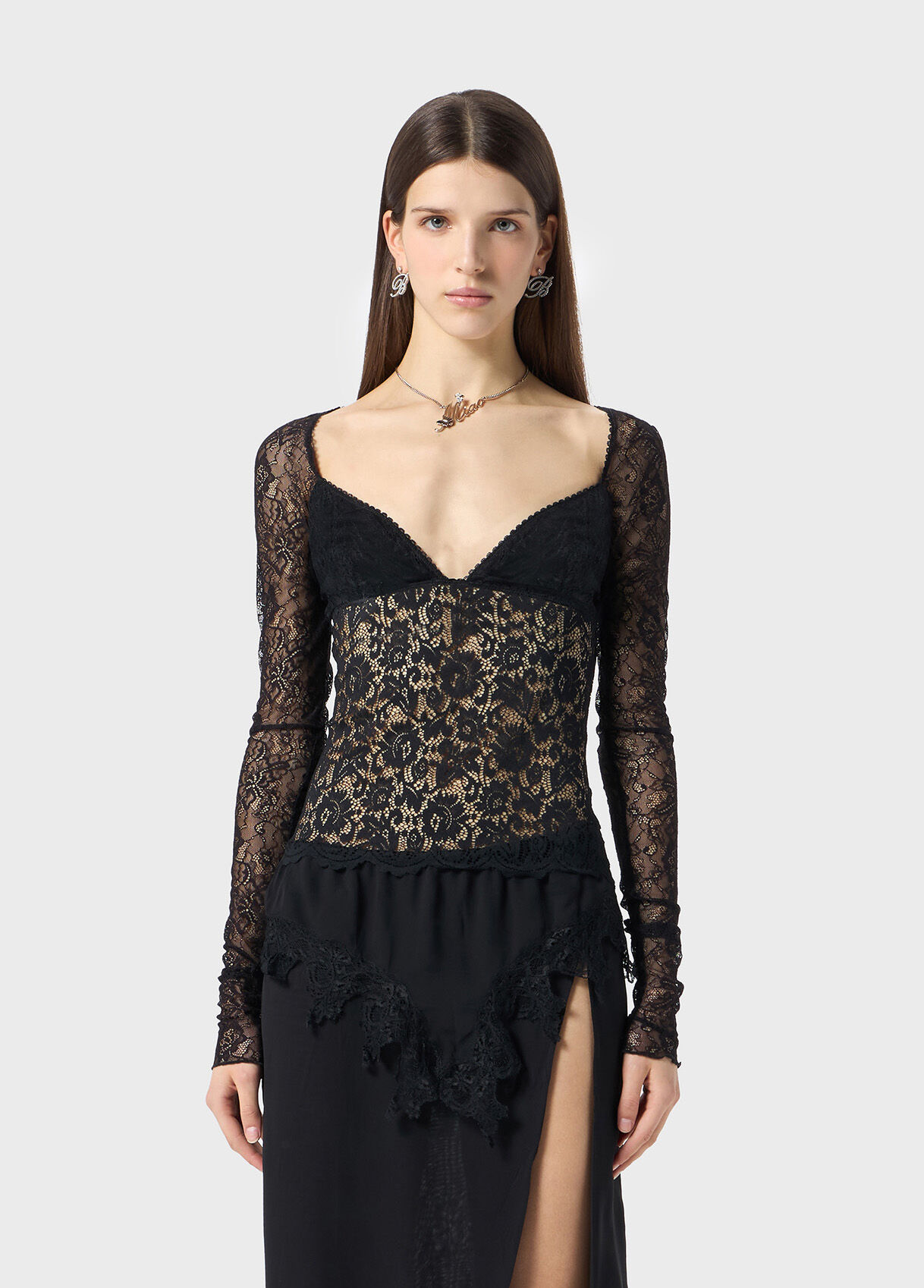 Black Lace and tulle blouse - Blumarine