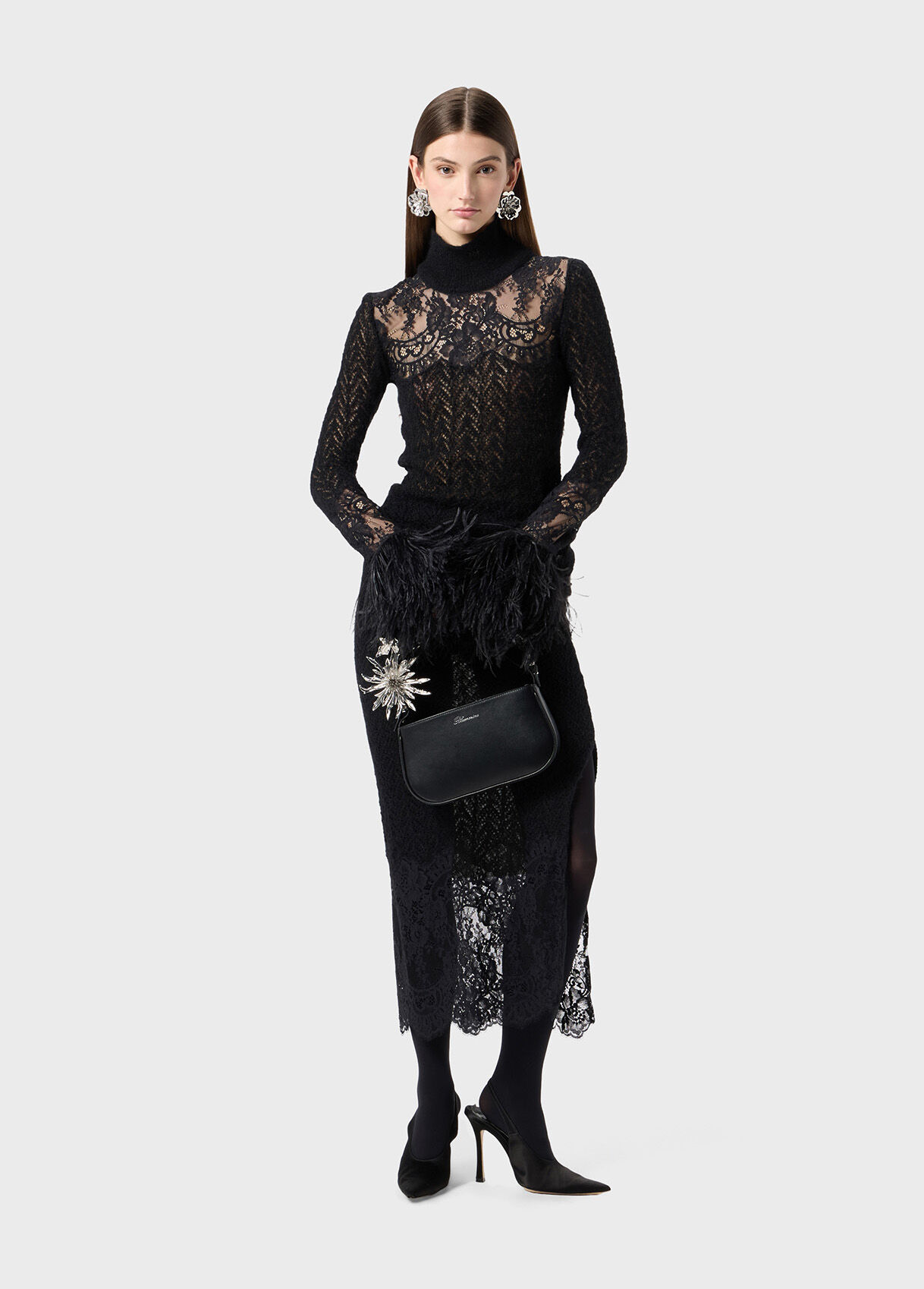 Lace and marabou feather overlay sweater - Blumarine