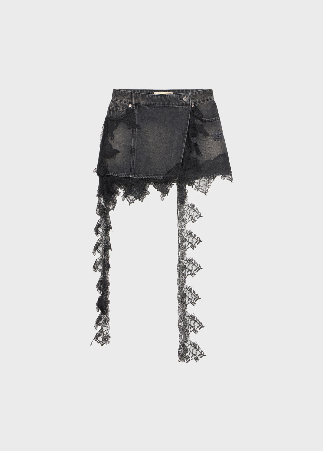 Distressed denim mini skirt with lace  Blumarine - large image number 4