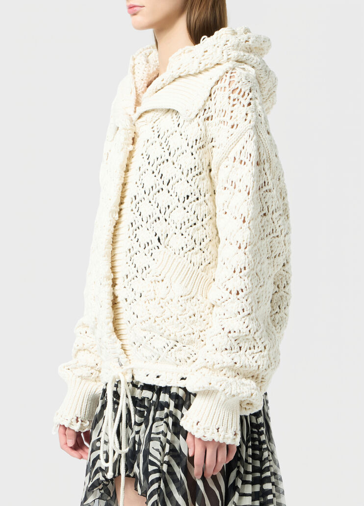 Lace-stitch knit bomber jacket with hood  Blumarine - large image number 2