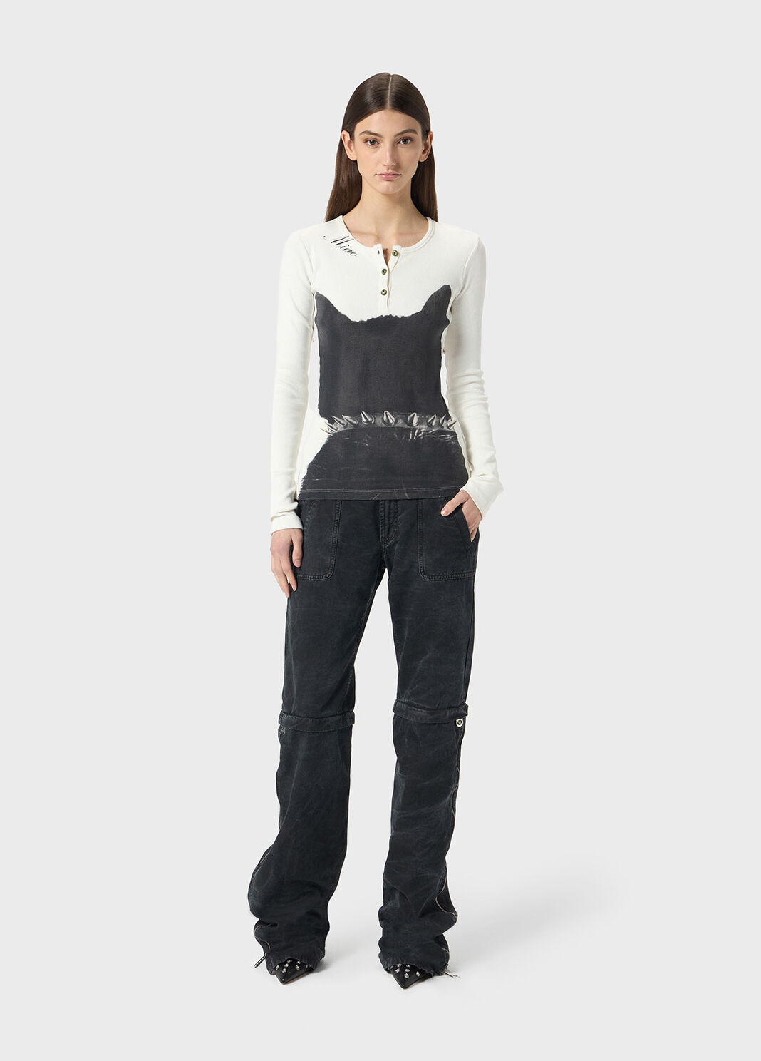 Pantaloni straight leg in canvas con zip  Blumarine - large image number 3
