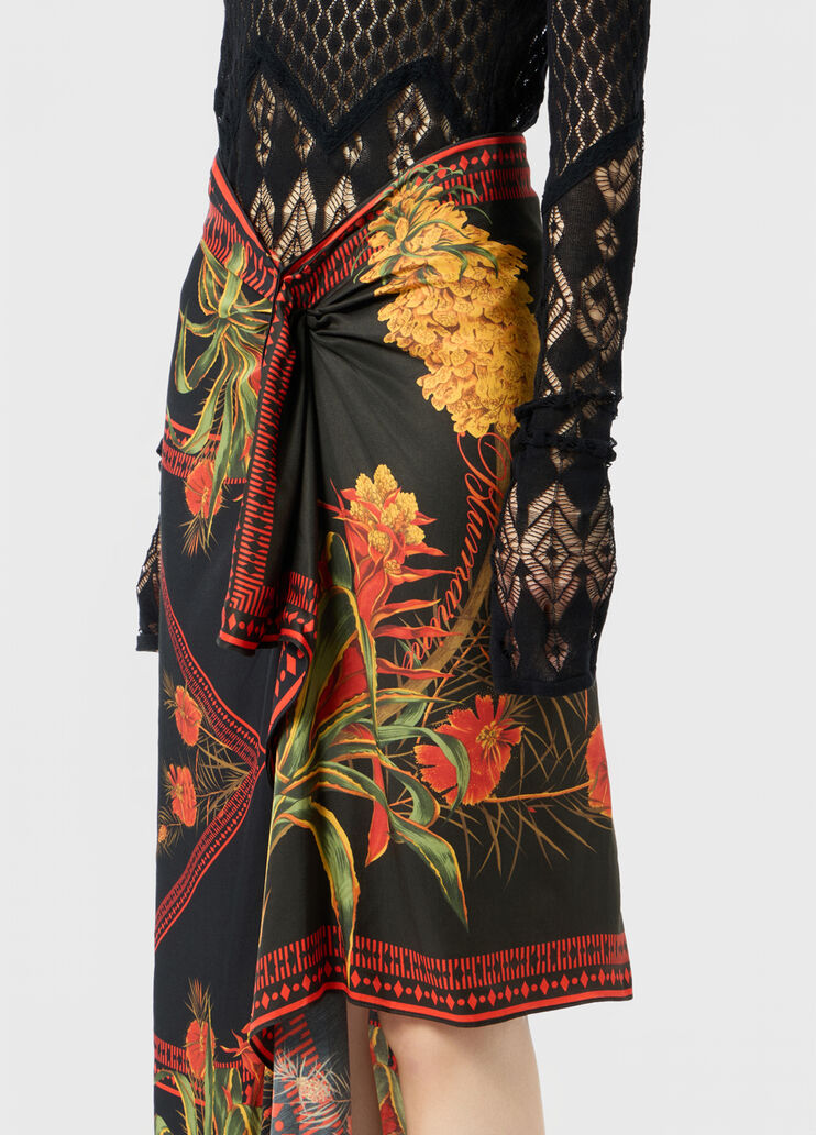 Asymmetrical twill sarong skirt with foulard print  Blumarine - large image number 2