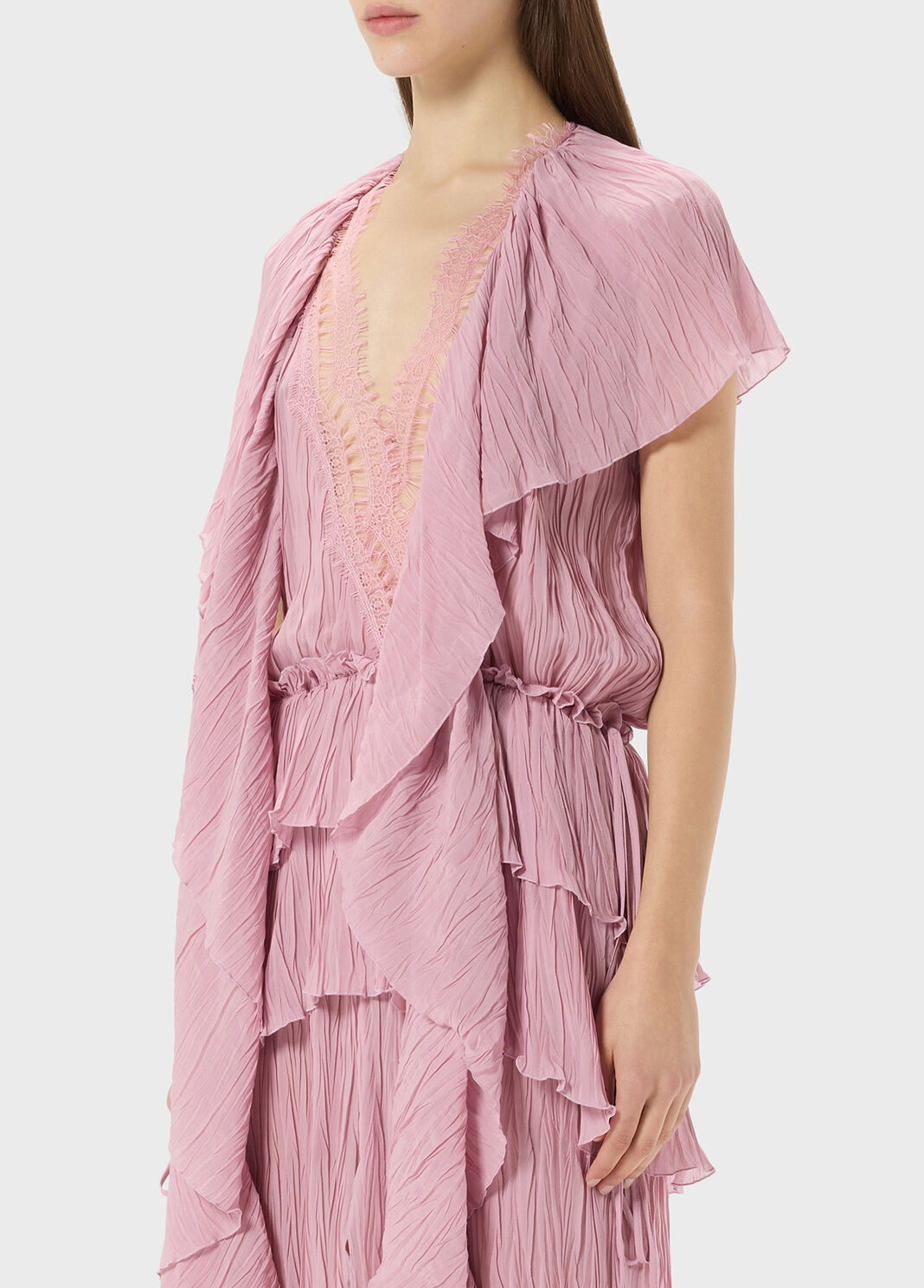 Long pleated georgette dress with lace insert  Blumarine - large image number 2