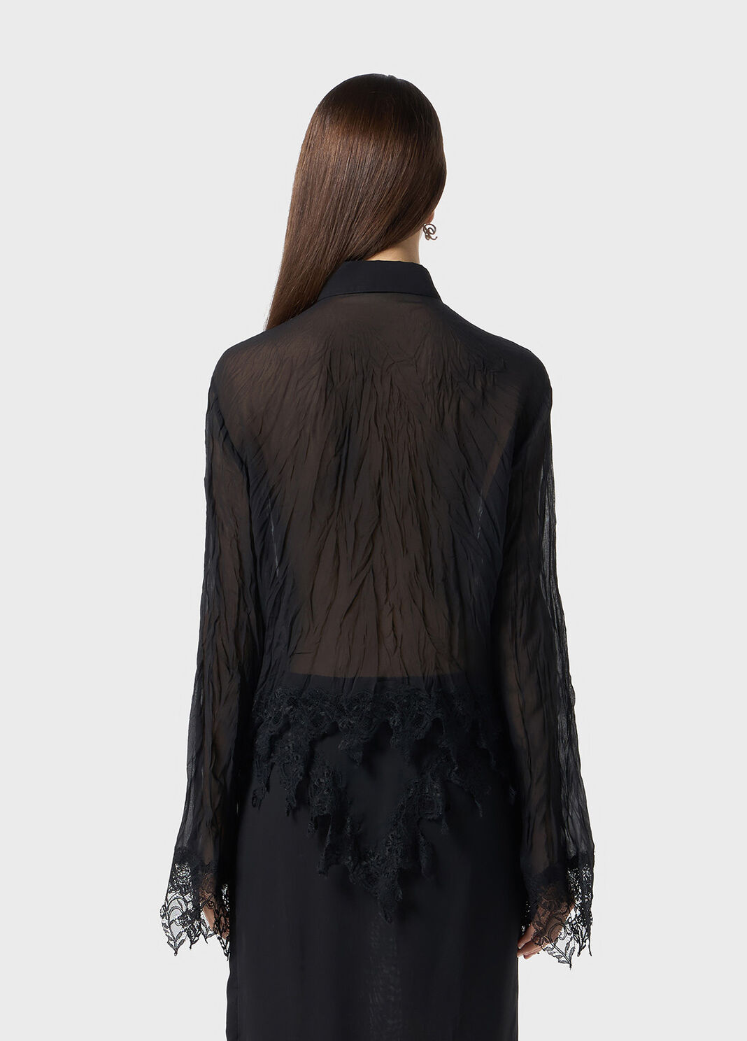 Chiffon shirt with lace flounce  Blumarine - large image number 1