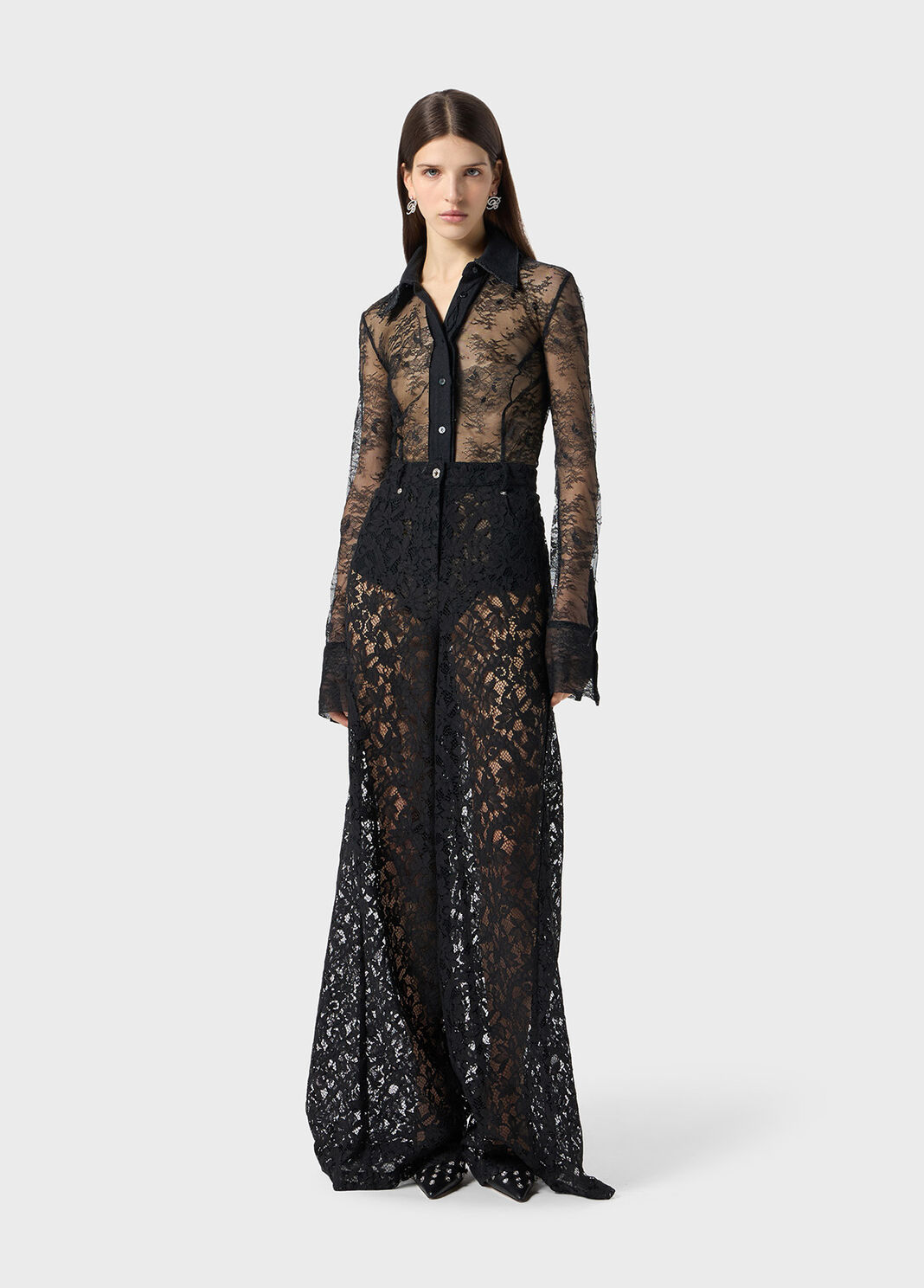 Valenciennes lace body-shirt with denim inserts  Blumarine - large image number 3