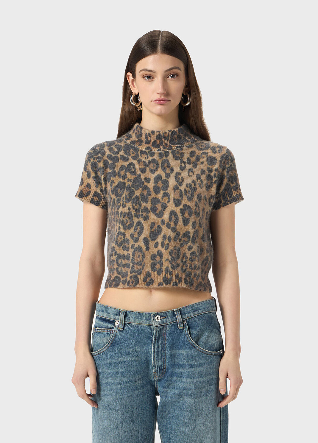 Grandad neck sweater with animal-print  Blumarine - large image number 0